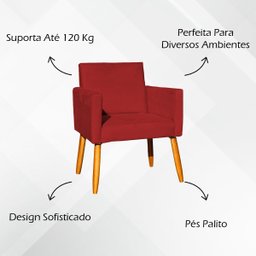 Kit 2 Poltronas Decorativa para Sala Recepção Manicure Consultório Suede - 3