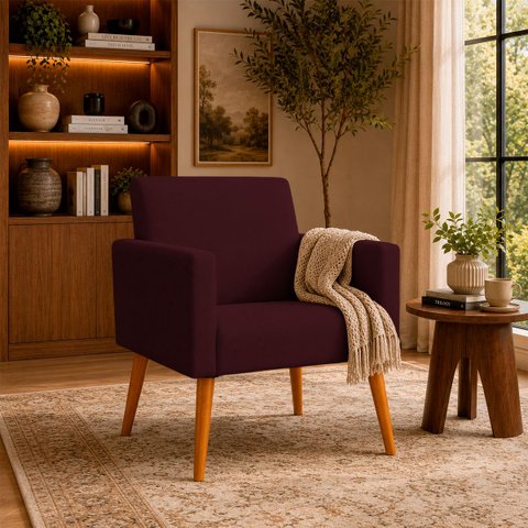 Poltrona Nina Decorativa para Sala Recepção Manicure Consultório Suede