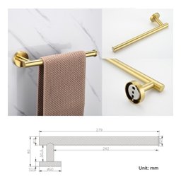 Kit Acessórios Para Banheiro Aço Inoxidável Dourado Escovado - 7