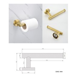 Kit Acessórios Para Banheiro Aço Inoxidável Dourado Escovado - 6