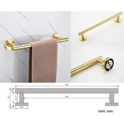 Kit Acessórios Para Banheiro Aço Inoxidável Dourado Escovado - 8