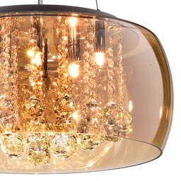 Lustre Pendente Plafon 40cmx20cm Bella Iluminação Âmbar Transparente - 3 Lustre Pendente Plafon 40cmx20cm Bella Iluminação Âmbar Transparente - 3