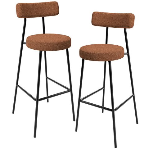 Kit 02 Banquetas Alta Bar Cozinha Sala De Jantar Estrutura Em Aço Milão L02 Bouclê Terracota -