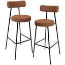 Ver imagem 1 de Kit 02 Banquetas Alta Bar Cozinha Sala De Jantar Estrutura Em Aço Milão L02 Bouclê Terracota -