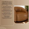 Poltrona Eva 87cm Giratoria Elegante Corino Caramelo Premiun para Sala Luxo - 7