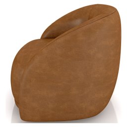 Poltrona Eva 87cm Giratoria Elegante Corino Caramelo Premiun para Sala Luxo - 4