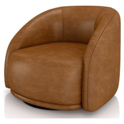 Poltrona Eva 87cm Giratoria Elegante Corino Caramelo Premiun para Sala Luxo - 2