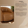 Poltrona Eva 87cm Giratoria Elegante Corino Caramelo Premiun para Sala Luxo - 6