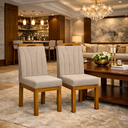 Ver imagem 2 de Conjunto 2 Cadeiras Blend Modernas Estofadas Linho com Pés em Madeira - Linho Bege