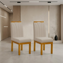 Ver imagem 6 de Conjunto 2 Cadeiras Blend Modernas Estofadas Linho com Pés em Madeira - Linho Bege