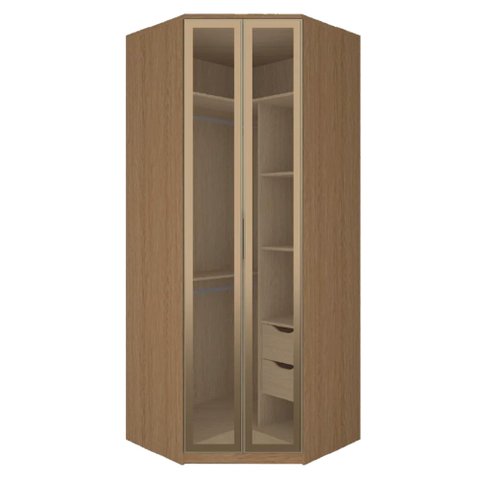 Closet Modulado 2 Portas e Gavetas com Vidro 245cm Setiba Plus Carvalho/vd Reflex