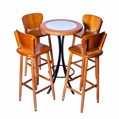 Conjunto Bistrô 4 Lugares Azulejo Branco - Mel