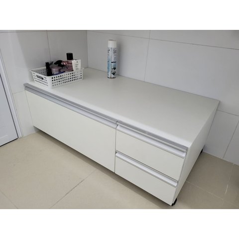 Balcão Gabinete Pia Banheiro Multiuso com Rodízios 110cm:Branco