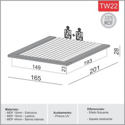Kit Quarto com Cama + Cabeceira + 2 Mesas de Cabeceira Mdf Freijó - 2