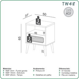 Kit Quarto com Cama + Cabeceira + 2 Mesas de Cabeceira Mdf Freijó - 5
