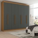 Ver imagem 1 de Guarda-roupa Casal Ele e Ela 8 Portas 8 Prateleiras Cinamomo/chumbo - Pm