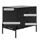 Ver imagem 3 de Mesa de Cabeceira 2 Gavetas Jasper 64 cm - Preto Fosco