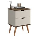 Ver imagem 3 de Mesa de Cabeceira com Duas Gavetas e Pés Palito Madri - Off White com Canela