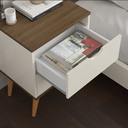 Ver imagem 2 de Mesa de Cabeceira com Duas Gavetas e Pés Palito Madri - Off White com Canela