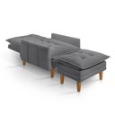 Ver imagem 3 de Poltrona Khali Reclinável com Puff Madeira Maciça em Veludo Cinza