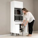 Ver imagem 6 de Armário Torre Quente Maia P/ Cozinha Modulada Forno Microondas 60cm Moderno Compacto 3 Portas 1 Gave