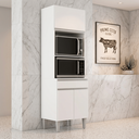 Ver imagem 1 de Armário Torre Quente Maia P/ Cozinha Modulada Forno Microondas 60cm Moderno Compacto 3 Portas 1 Gave