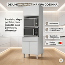 Ver imagem 2 de Armário Torre Quente Maia P/ Cozinha Modulada Forno Microondas 60cm Moderno Compacto 3 Portas 1 Gave