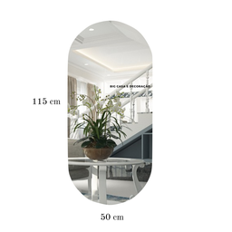 Espelho Decorativo Oval Lapidado Sala Hall Parede Dupla Face 115x50 - 3