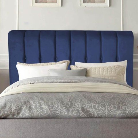 Cabeceira Estofada Kiara 195cm King Size Box Quarto Suede Azul Marinho - Gat Magazine
