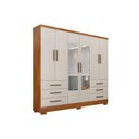 Ver imagem 1 de Guarda Roupa Solteiro 6 Portas e 6 Gavetas C/espelho e Pés Encant Freijo Cumaru C/ Fendi - Novo