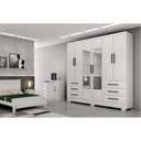 Ver imagem 3 de Guarda Roupa Solteiro 6 Portas e 6 Gavetas C/espelho e Pés Encant Freijo Cumaru C/ Fendi - Novo