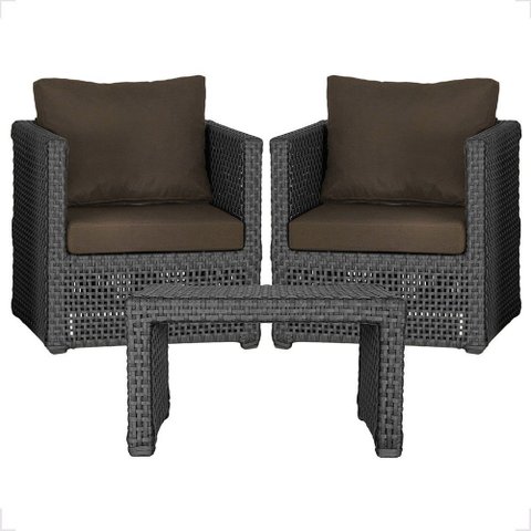 Mesa Centro e 2 Poltronas Madri Corda Náutica Estofado 9 Trama Original