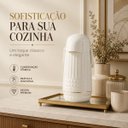 Ver mais imagens de Garrafa Termica Valentina Branca Dour 1L com Pressão e Detalhes Dourados