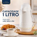 Ver imagem 6 de Garrafa Termica Valentina Branca Dour 1L com Pressão e Detalhes Dourados