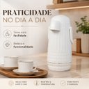 Ver imagem 4 de Garrafa Termica Valentina Branca Dour 1L com Pressão e Detalhes Dourados