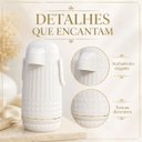Ver imagem 7 de Garrafa Termica Valentina Branca Dour 1L com Pressão e Detalhes Dourados