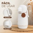 Ver imagem 5 de Garrafa Termica Valentina Branca Dour 1L com Pressão e Detalhes Dourados