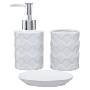 Kit Banheiro Lavabo Conjunto P/ Sabonete Líquido / Kb-886 Pgb 3 Peças