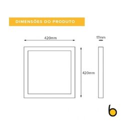 Painel de Led Brilia Pró Led Embutir Quadrado 420x420x17mm Branco 32W 3200 Lúmens Autovolt 100-240V  - 3