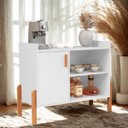 Ver imagem 3 de Aparador Armario Buffet Cozinha Balção Compacto Multiuso com Porta Organizador - Branco