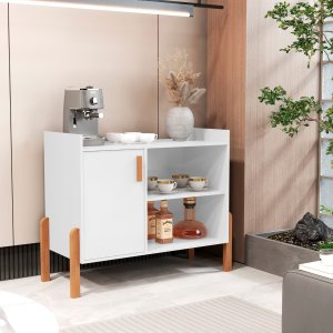 Aparador Armario Buffet Cozinha Balção Compacto Multiuso com Porta Organizador - Branco