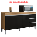 Ver imagem 3 de Balcão de Cozinha Gabinete 150cm Andréia sem Tampo Ajl Móveis:amêndoa Preto