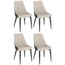 Ver imagem 1 de Kit 4 Cadeiras de Jantar Estofada Torino Design Italiano Costuras Geométricas Base em Metal - Bege-