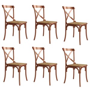 Kit 6 Cadeiras Jantar Katrina Premium Aço Cobre Assento Bege