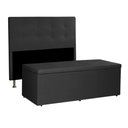 Ver imagem 1 de Kit Cabeceira e Calçadeira Baú Casal 1,40m Berlim Suede - Pallazio Preto