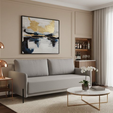 Sofá para Sala de Estar Living Clássico 202cm Pés de Ferro Londres