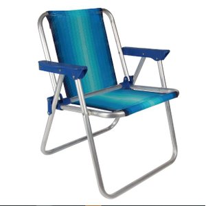 Cadeira de Praia Infantil Alta de Alumínio Dobrável Azul-mor:azul