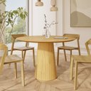 Ver imagem 2 de Mesa de Jantar Redonda 120cm Scandi 6 Lugares Lamina Natural de Madeira Damasco