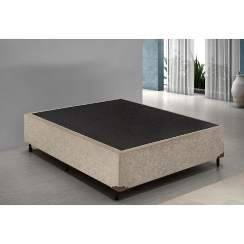Base Cama Box Casal Suede Bege