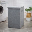 Ver imagem 1 de Cesto de Roupas Organizador Dobrável Multiuso Lavanderia Banheiro:cinza